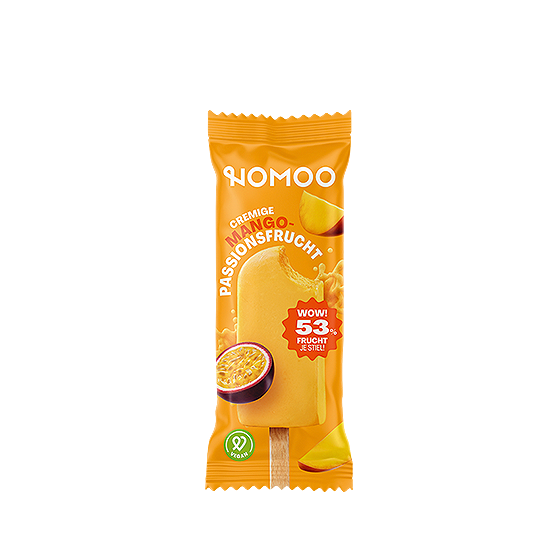 NOMOO Mango Passionsfrucht Stieleis in der Einzelverpackung